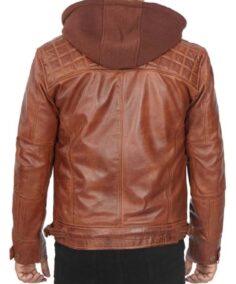 Shop The Johnson Brown Leather Jacket with Detachable Hood - Trendy Leather Jackets