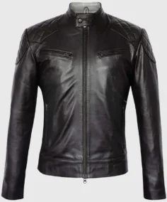Jon Black Moto Cafe Racer Leather Jacket
