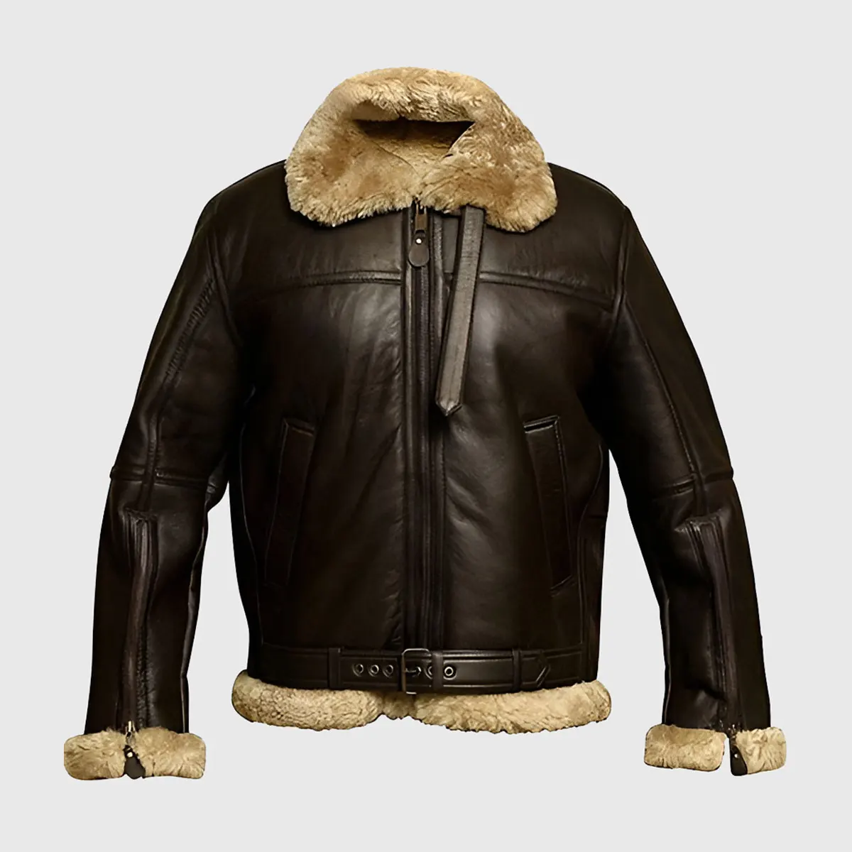 Jones-Mens-Brown-B-3-Bomber-Leather-Jacket-2.Webp Jones Men’s Brown B-3 Bomber Leather Jacket - Image 1