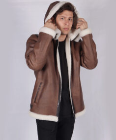 Junio Brown Hooded Bomber Jacket