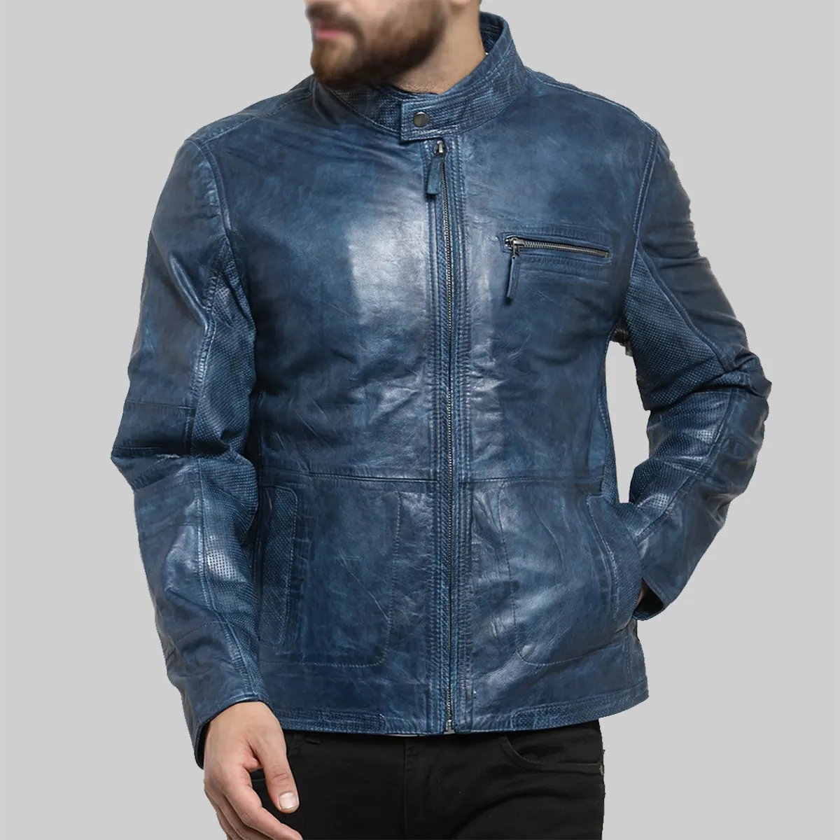 Kirk-Mens-Blue-Distressed-Leather-Biker-Jacket-1.Webp Men’s Blue Distressed Leather Biker Jacket - Image 1