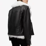 Women Black Shearling Leather Jacket Back - Trendy Leather Jackets