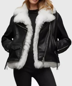 Women Black Shearling Leather Jacket - Trendy Leather Jackets