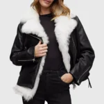 Shop The Women Black Shearling Leather Jacket - Trendy Leather Jackets