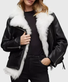 Shop The Women Black Shearling Leather Jacket - Trendy Leather Jackets