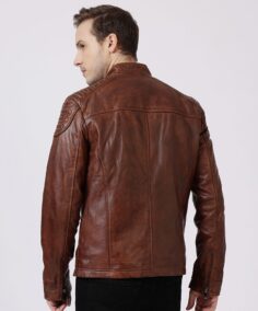 Shop The Thomas Antique Brown Leather Biker Jacket