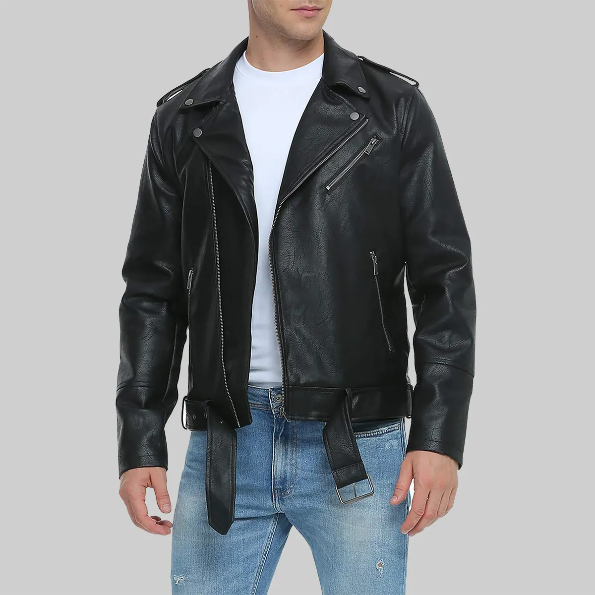 Leen-Mens-Distressed-Black-Biker-Leather-Jacket-1-1.Webp Leen Men’s Distressed Black Biker Leather Jacket - Image 1