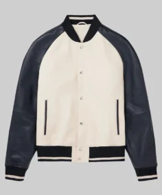Men’s Off-White and Black Leather Varsity Jacket