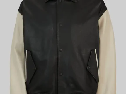 Black Friday &Amp; Cyber Monday Jackets Deals 2024 15 Men’s Black And Off-White Leather Varsity Jacket