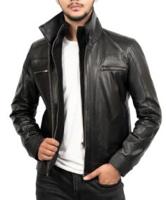 Men’s Black Biker Leather Jacket