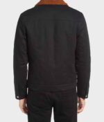 Shop The Men’s Black Cotton Brown Shearling Collar Jacket