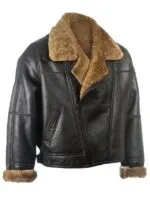 Mens Black Sheepskin Leather Jacket - Image 2