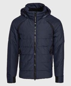 Washington Men’s Blue Puffer Jacket Front - Trendy Leather Jackets