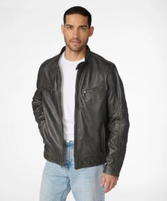 Men’s Bold Black Leather Biker Jacket - Trendy Leather Jackets