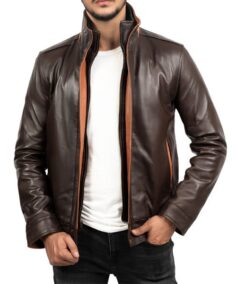 Men’s Dark Brown Biker Leather Jacket - Trendy Leather Jackets