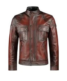 Mens Cafe Racer Distressed Red Jacket