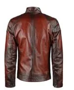 Mens Cafe Racer Distressed Red Jacket - Image 2
