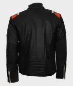 Gilbert Men’s Cafe Racer Striped Black Retro Biker Jacket - Image 3