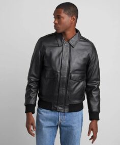 Men’s Classic A-2 Flight Leather Jacket Front - Trendy Leather Jackets