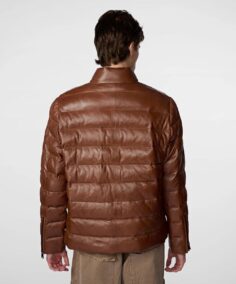 Shop The Men’s Distressed Leather Puffer Jacket In - Trendy Leather Jackets
