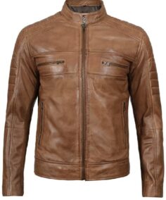 Men’s Distressed Brown Cafe Racer Real Leather Jacket