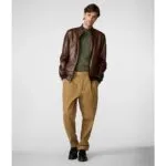 Men’s Stand-Up Leather Bomber Jacket - Image 2