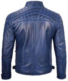 Shop The Mens Blue Wax Cafe Racer Leather Jacket - Trendy Leather Jackets