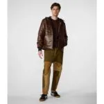 Men’s Brown Puffer Hooded Jacket - Image 3