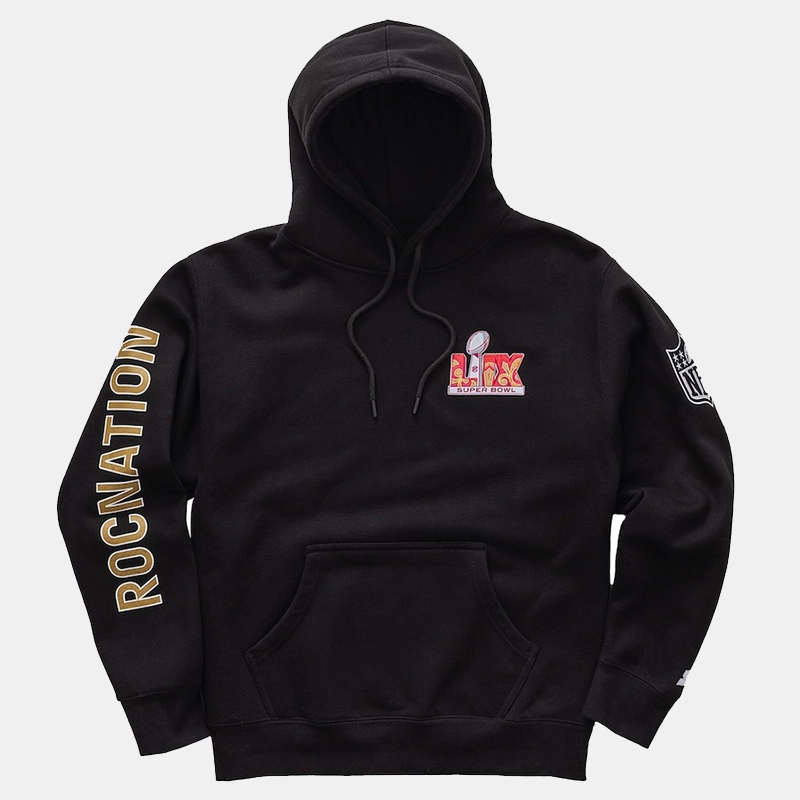 Mens-Roc-Nation-Black-Super-Bowl-Lix-Pullover-Hoodie-1.Webp Roc Nation Black Super Bowl Lix Hoodie - Image 1
