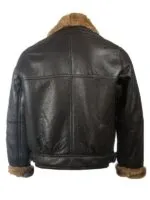 Mens Black Sheepskin Leather Jacket - Image 3