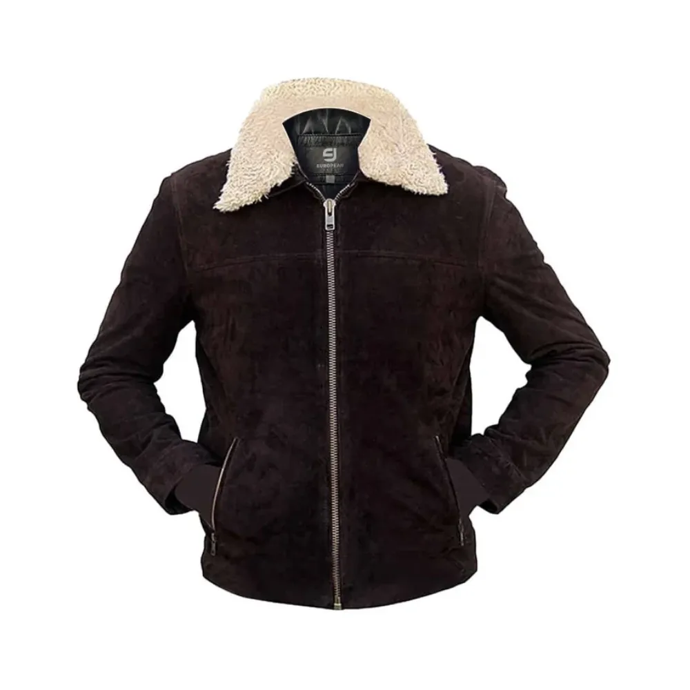 Mens-Sheepskin-Chocolate-Black-Bomber-Jacket-66.Webp Walking Dead Rick Grimes Jacket | Andrew Lincoln Leather Jacket - Image 1