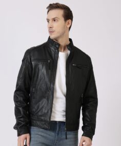 Roman Black Moto Leather Jacket - Trendy Leather Jackets