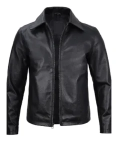 Mens Black Harrington Cowhide Leather Jacket - Trendy Leather Jackets