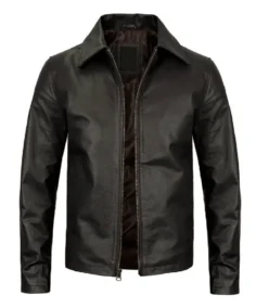 Mens Black Cowhide Leather Jacket