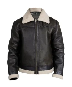 Men's Black Faux Fur Shearling Leather Jacket
