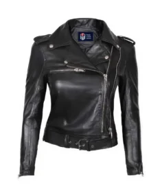 Women’s Motorcycle Black Asymmetrical Leather Jacket