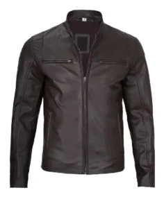 Mens Dark Brown Cafe Racer Leather Jacket - Trendy Leather Jackets