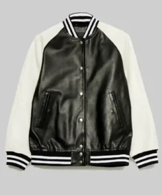 Diana Women’s Black and White Leather Varsity Jacket