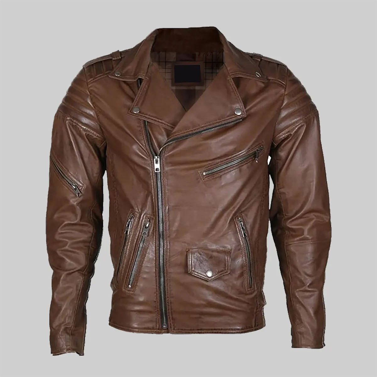 Paul-Mens-Brown-Motorcycle-Leather-Jacket-1.Webp Paul Men’s Brown Motorcycle Leather Jacket - Image 1