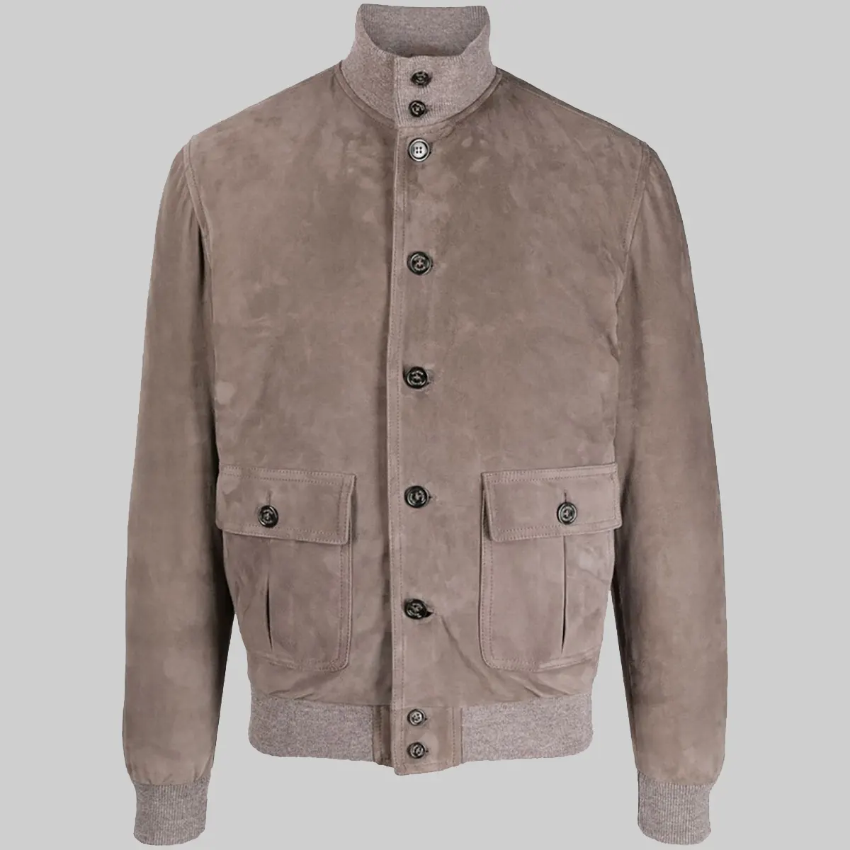 Ray-Mens-Grey-Bomber-Suede-Jacket-3.Webp Ray Men’s Light Grey A-1 Bomber Suede Jacket - Image 1