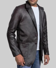 Men’s Black Leather Blazer Side - Trendy Leather Jackets