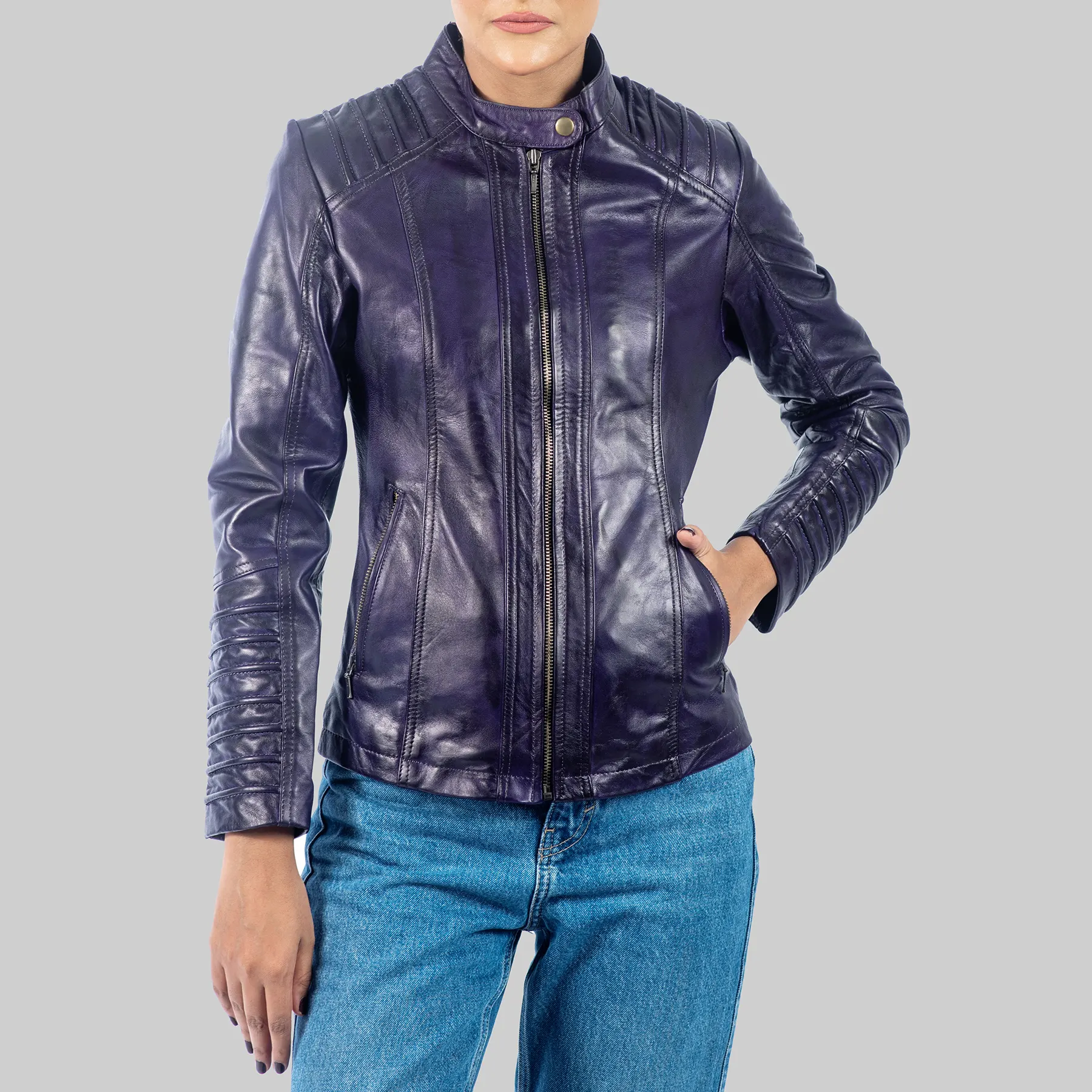 Rebecca-Womens-Purple-Distressed-Biker-Leather-Jacket-4.Webp Rebecca Women’s Purple Distressed Biker Leather Jacket - Image 1