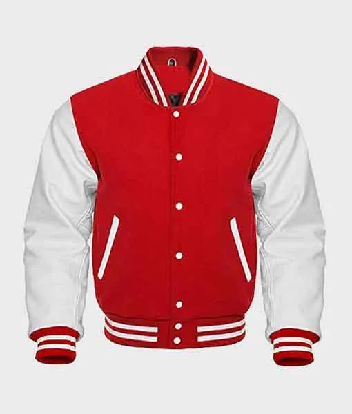 Red-And-White-Baseball-Jacket.jpg Randolph Red And White Varsity Jacket - Image 1