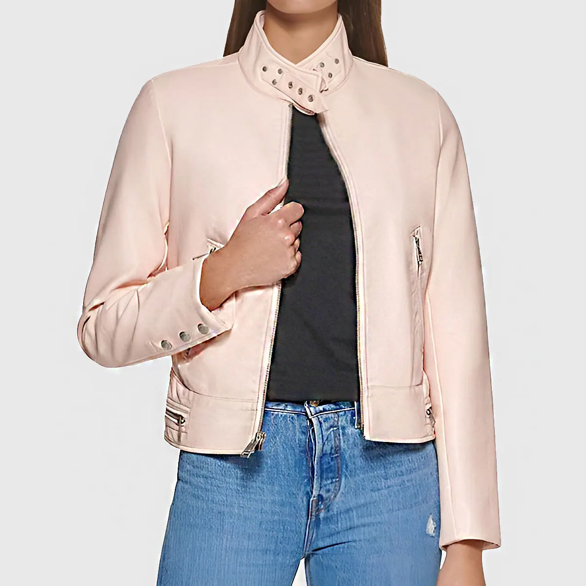 Richa-Womens-Pink-Biker-Leather-Jacket-1.Webp Richa Women’s Pink Biker Leather Jacket - Image 1