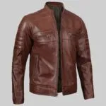 Ronny Brown Moto Leather Biker Jacket - Image 3