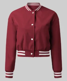 Women’s Plain Burgundy Leather Varsity Jacket