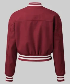 Women’s Plain Burgundy Leather Varsity Jacket
