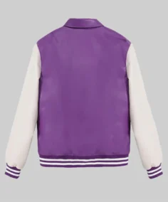 Women’s Purple and White Leather Varsity Jacket
