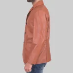 Sean Men’s Tan Brown Leather Blazer - Image 2