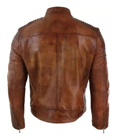 Shop The Cafe Racer Motorcycle Quilted Distressed Brown Leather Jacket - Trendy Leather Jackets